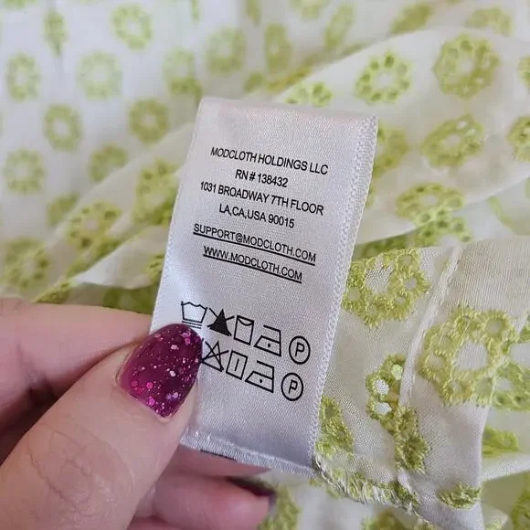 Modcloth Darling for the Prairie Peplum Tank Top White Green Floral Plus Size 2x - Picture 7 of 9